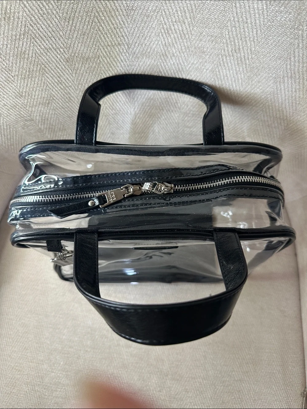 Steve Madden Clear Tote with Black Trim and Handles